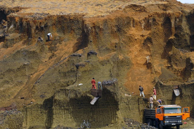 Men-at-work-in-a-opencast-mine
